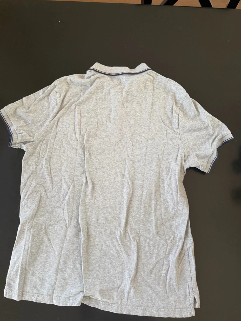 J. Crew Light Gray Polo with Navy Stripe Trim